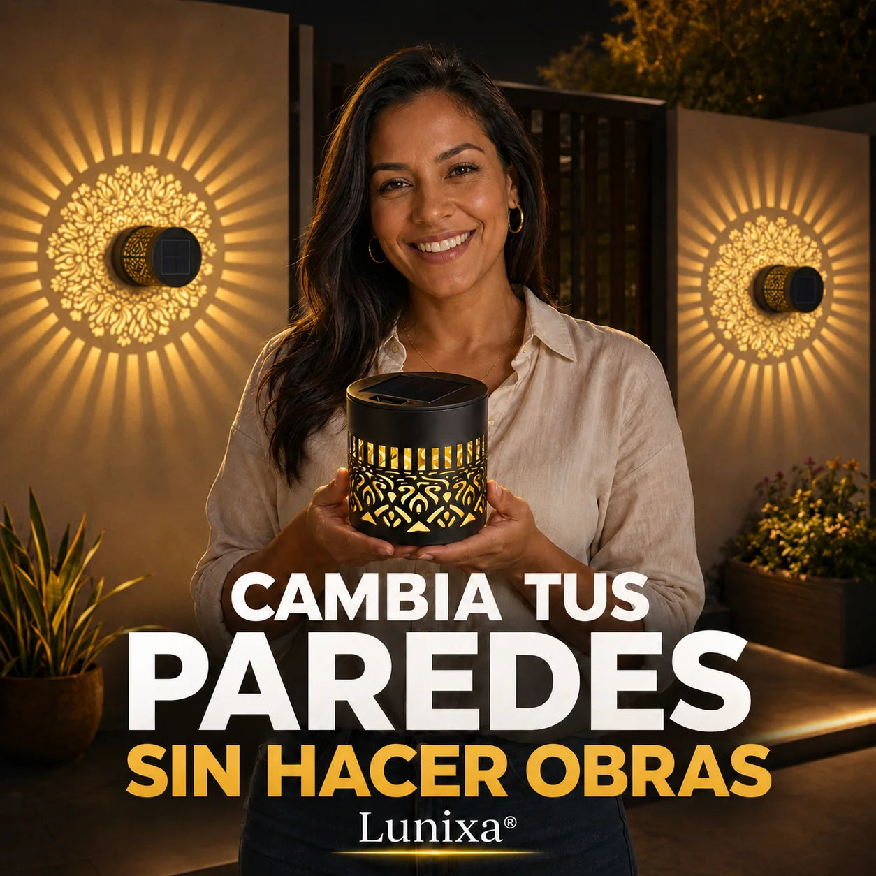 Lunixa® Lámpara de proyección decorativa Mandala Glow alimentada por energía solar