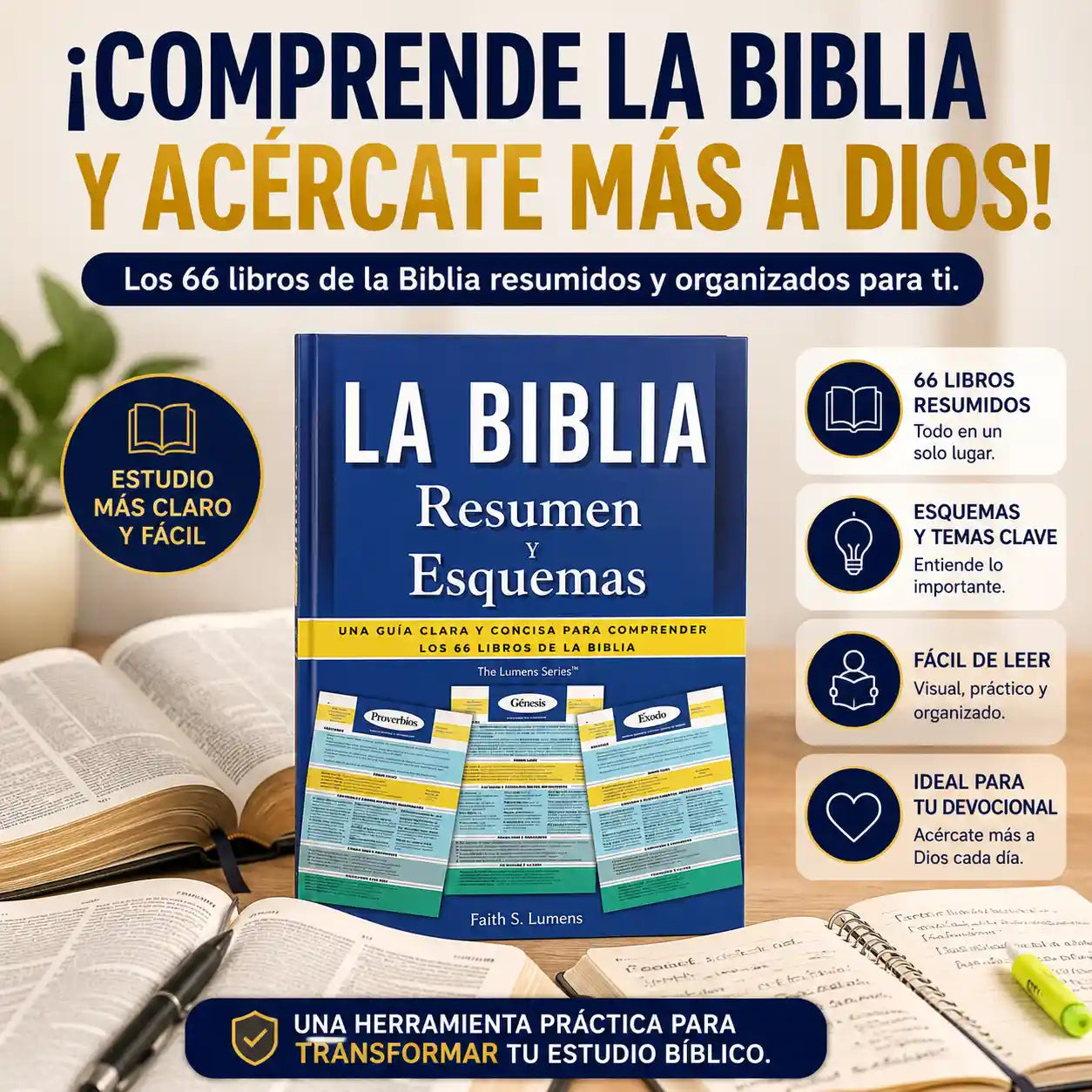 LA BIBILIA- Resumen y Esquemas, Cartilla/guía visual de estudio bíblico de los 66 libros