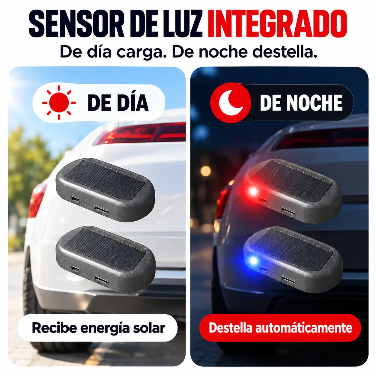 VIGLUX® | Luz Solar Antirrobo con Apariencia Policial para Carros