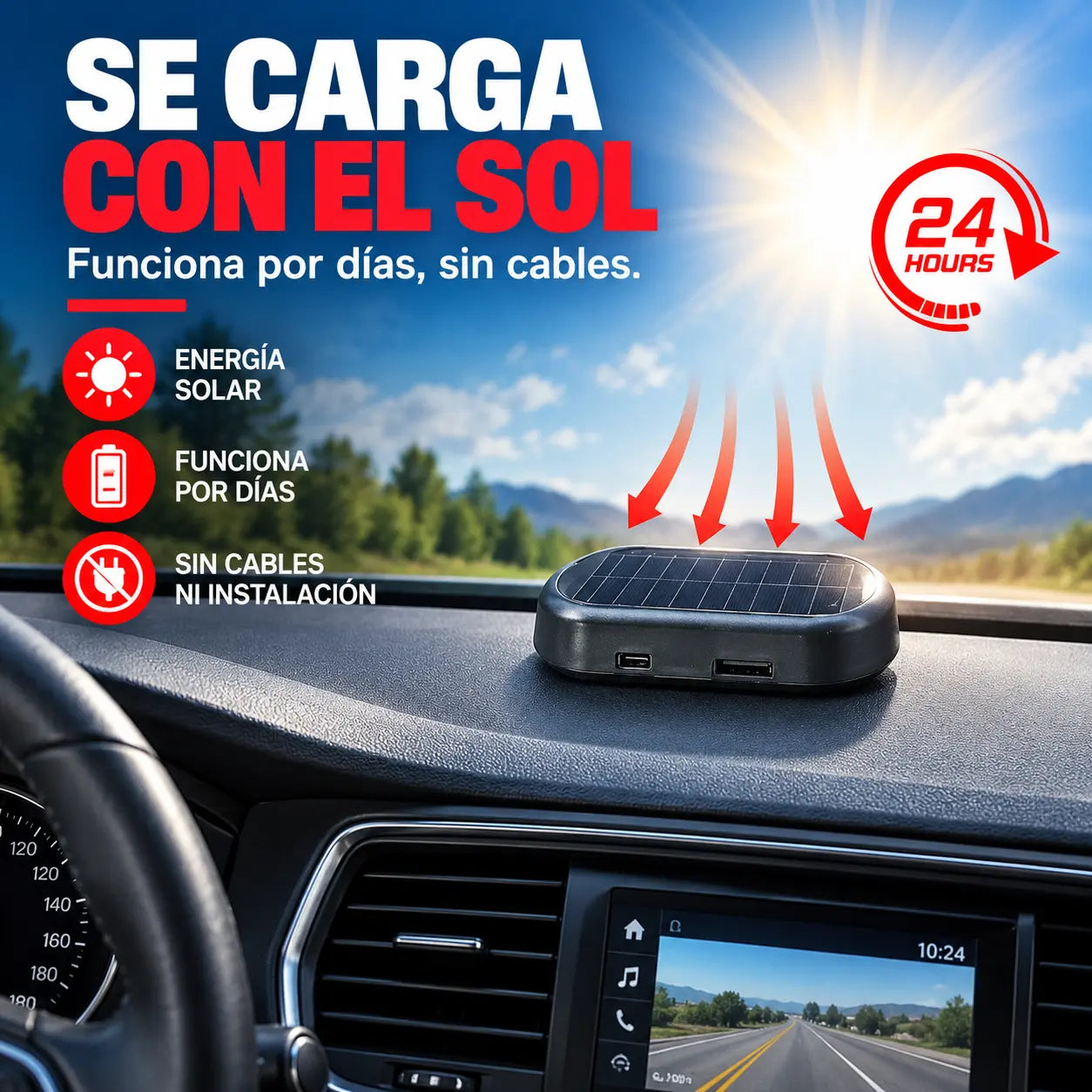 VIGLUX® | Luz Solar Antirrobo con Apariencia Policial para Carros