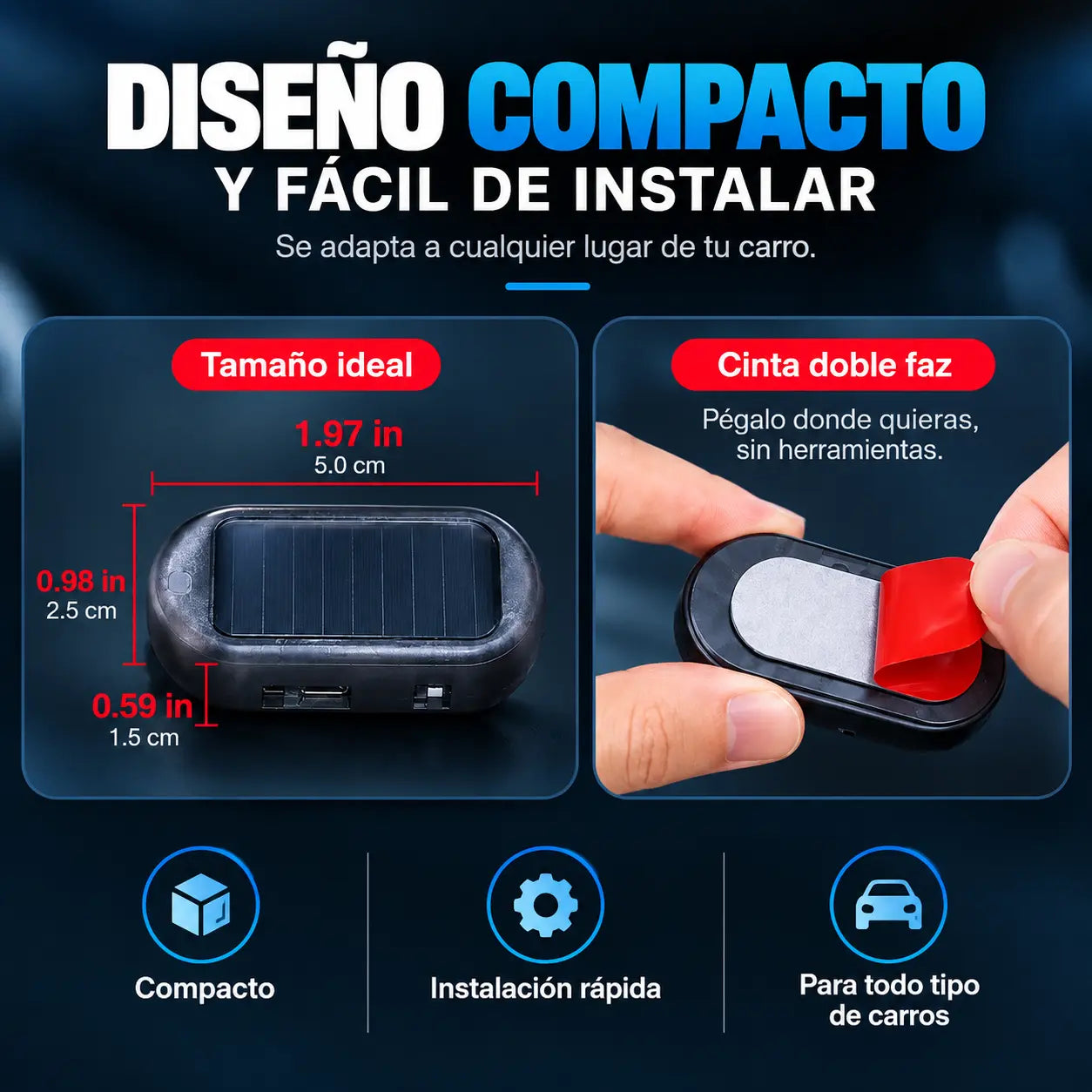 VIGLUX® | Luz Solar Antirrobo con Apariencia Policial para Carros