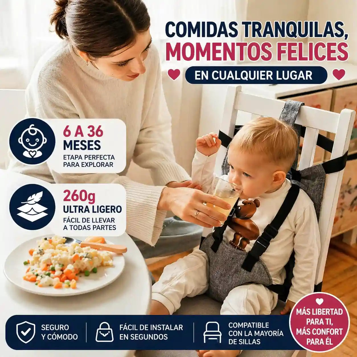BbyGo®  Cinturon De Seguridad Anticaída Para Bebes, Cinturón de seguridad para aprender a sentarse y alimentación