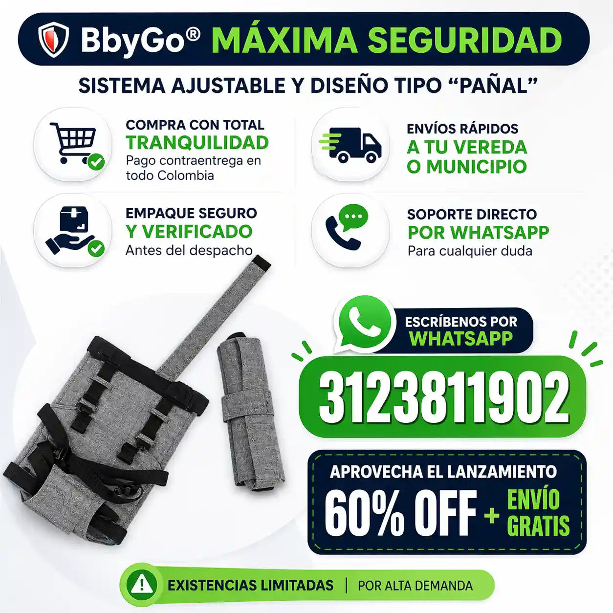 BbyGo®  Cinturon De Seguridad Anticaída Para Bebes, Cinturón de seguridad para aprender a sentarse y alimentación