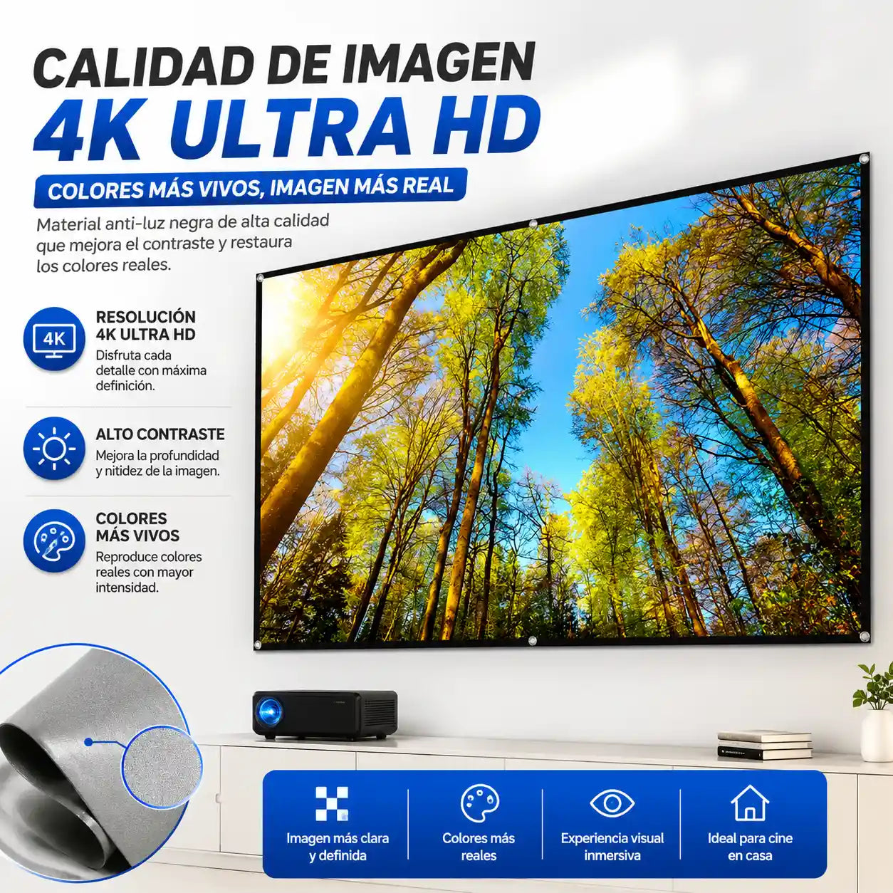 CineWall® Pantalla para Proyector contra luz ambiental Tela ALR