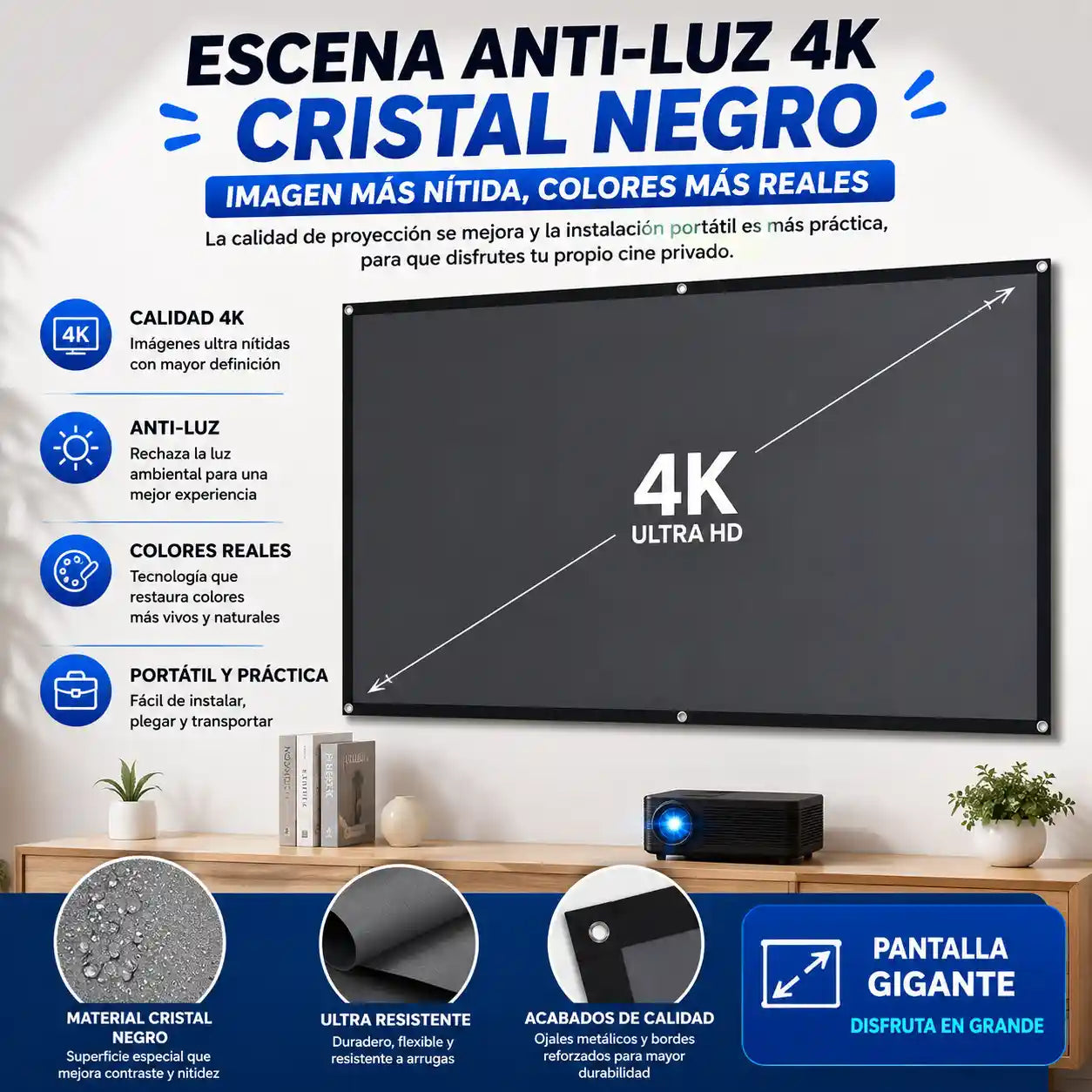 CineWall® Pantalla para Proyector contra luz ambiental Tela ALR