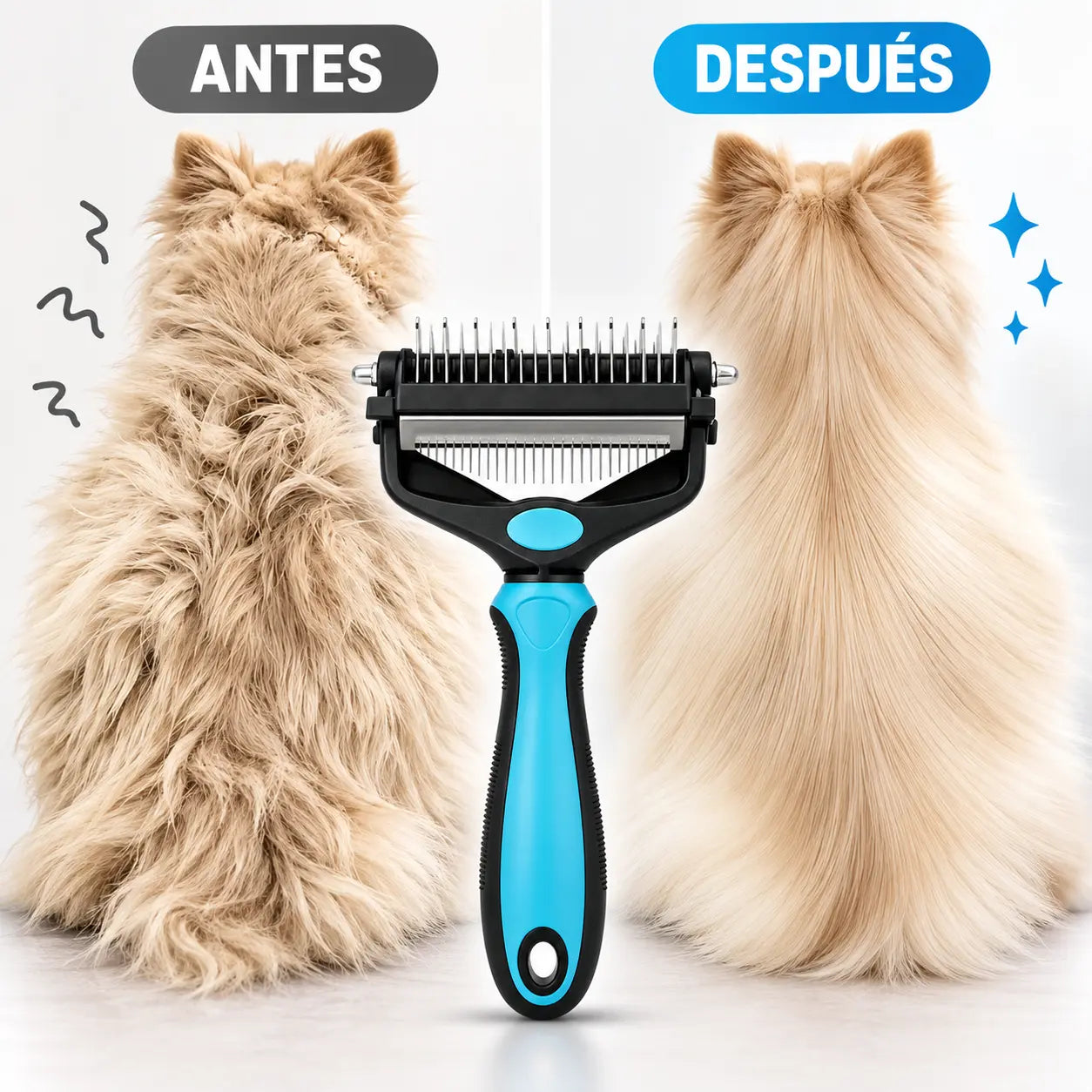 FURIX® | Cepillo Deslanador 3 en 1 para Perros y Gatos, Retira el pelo muerto, Desenreda y Peina.