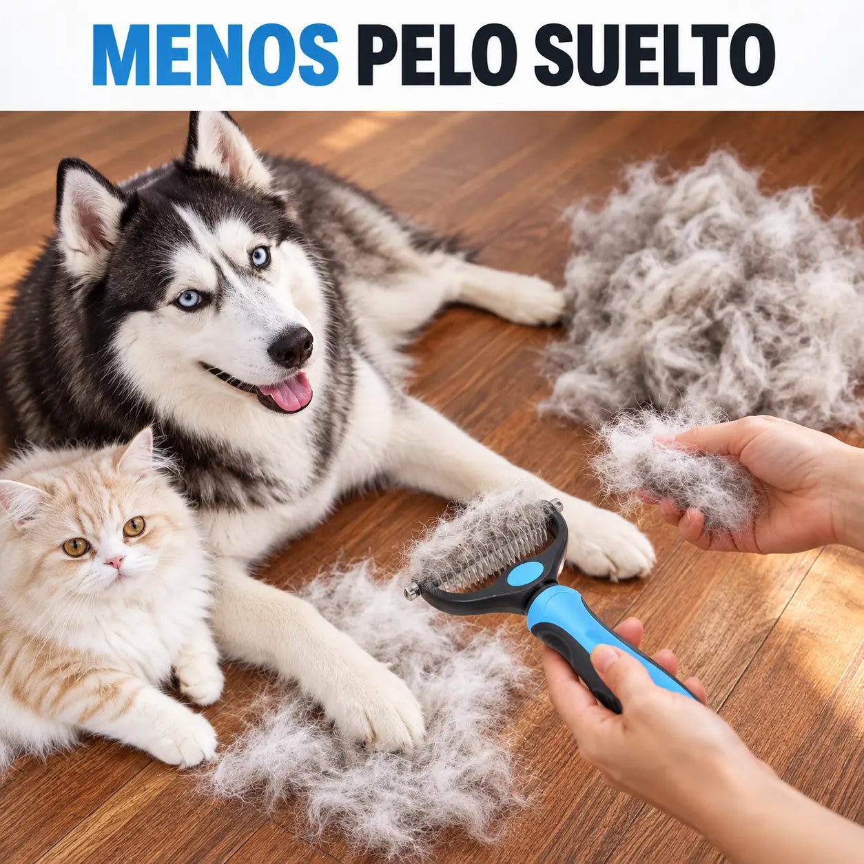 FURIX® | Cepillo Deslanador 3 en 1 para Perros y Gatos, Retira el pelo muerto, Desenreda y Peina.