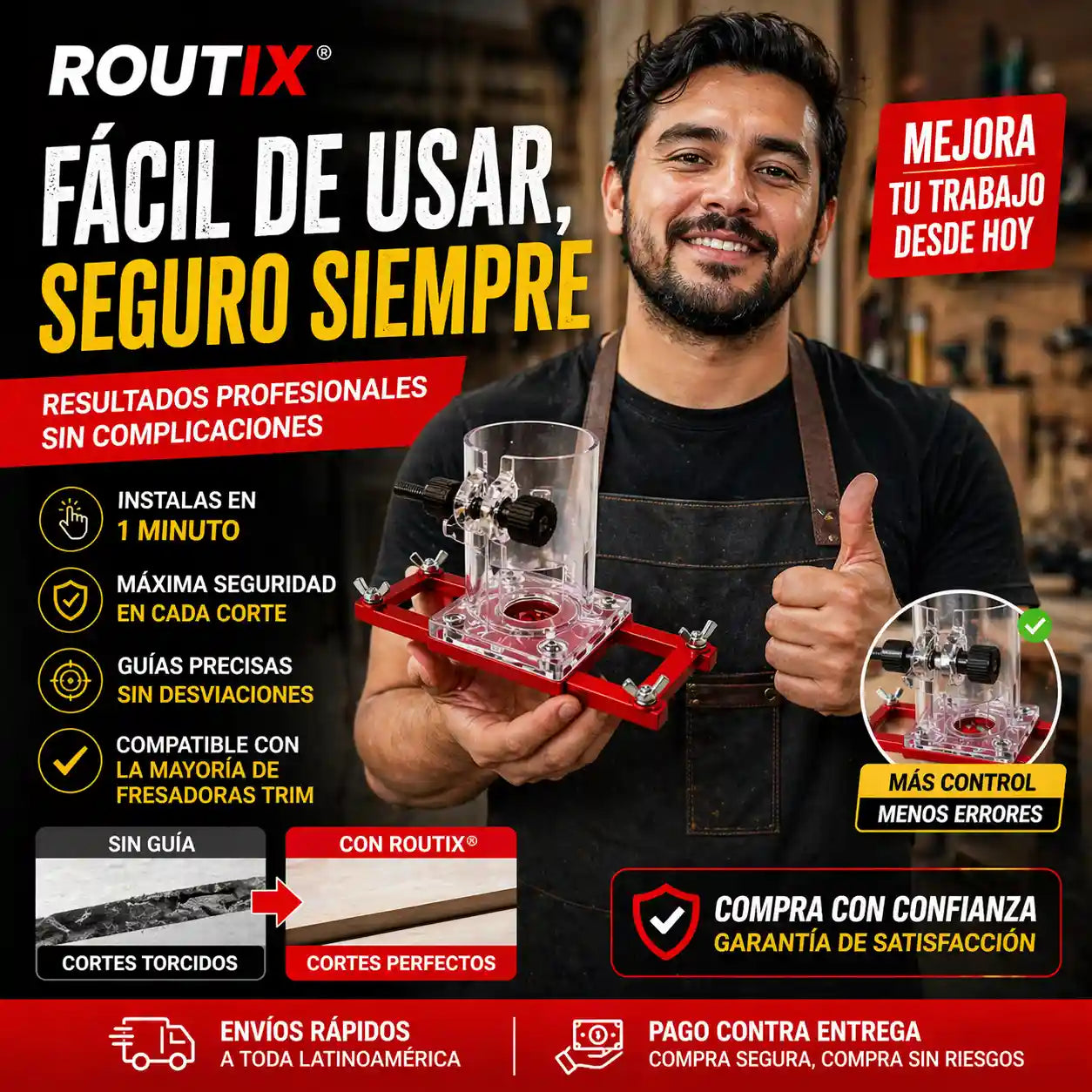 Routix® Soporte ranurado de fijación invisible 2 en 1