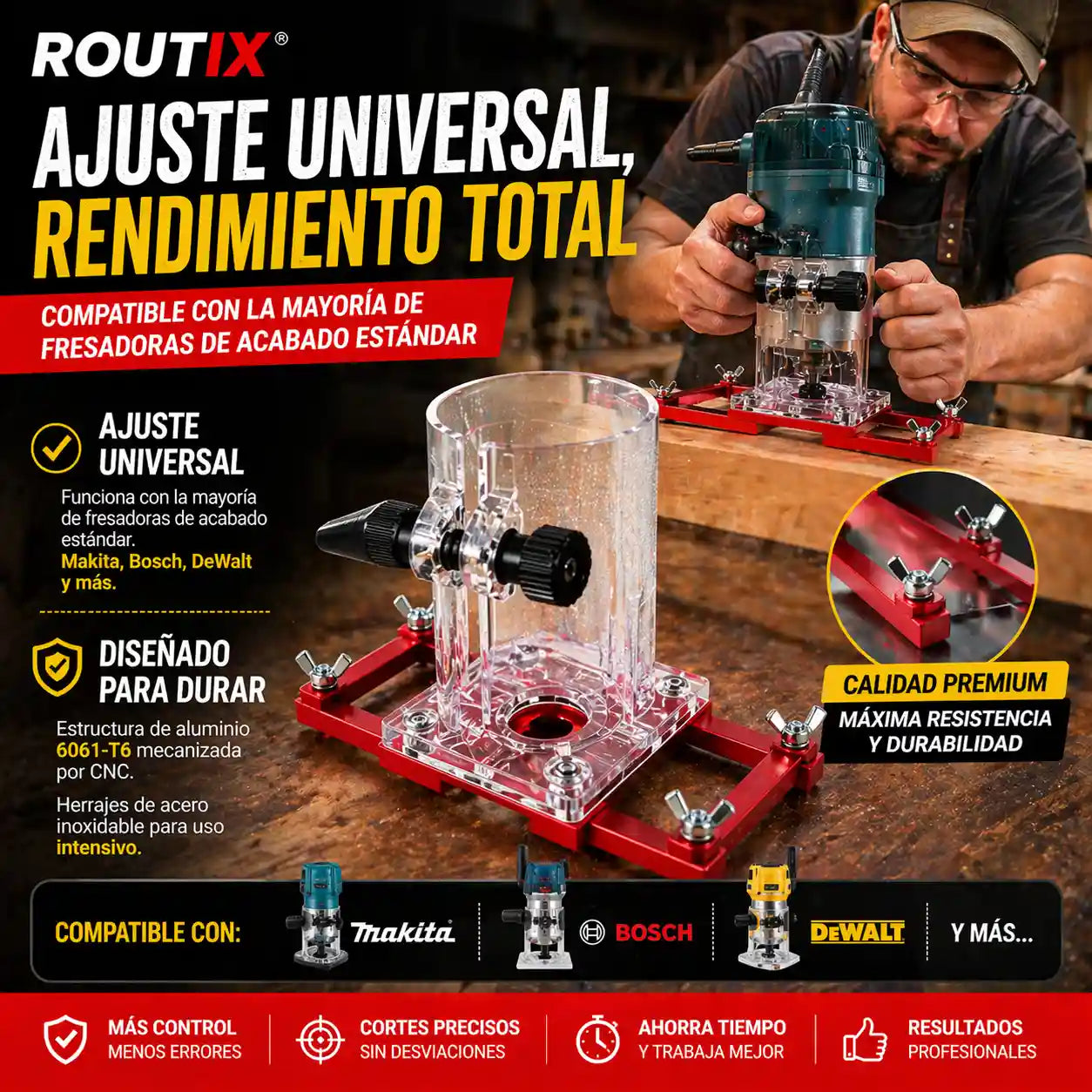 Routix® Soporte ranurado de fijación invisible 2 en 1
