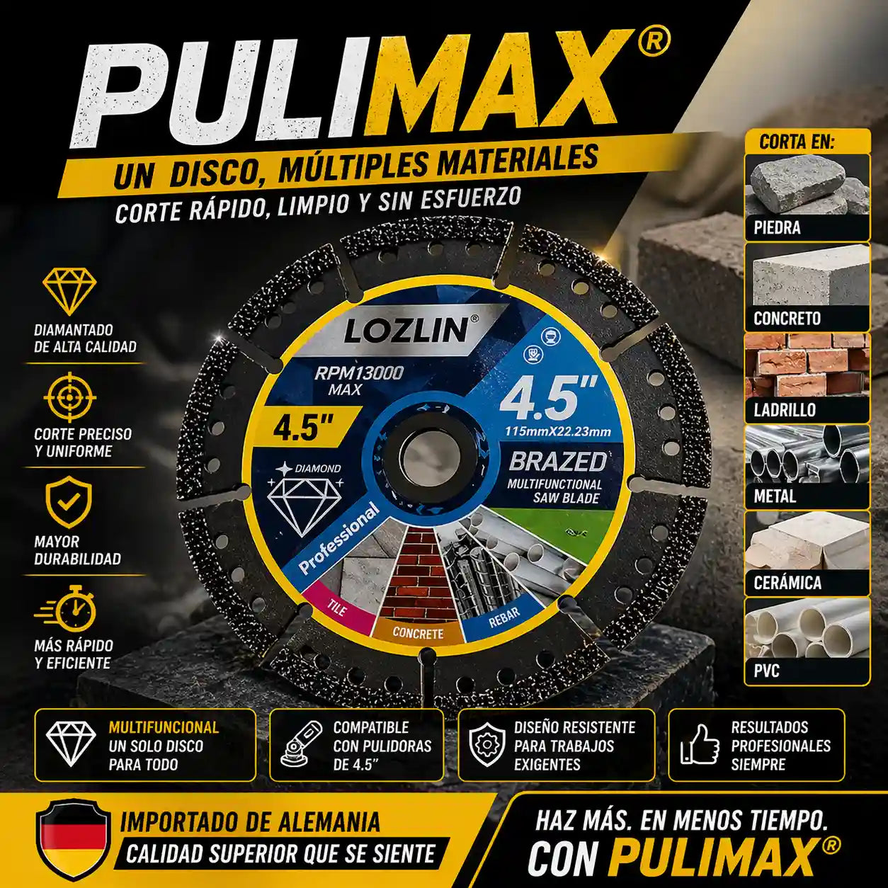 Pulimax® Disco Diamantado Multiuso 4.5"