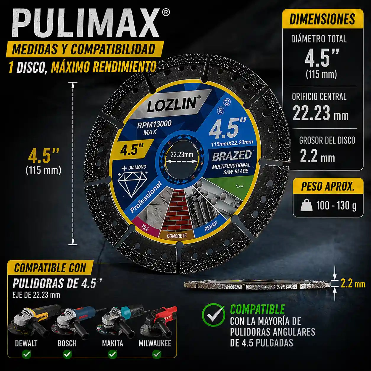Pulimax® Disco Diamantado Multiuso 4.5"