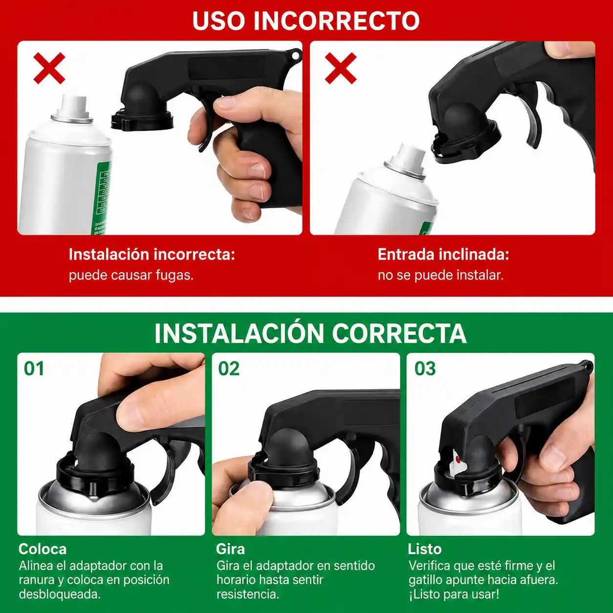 AeroGrip® Pistola pulverizadora de pintura autoaplicable Universal Adaptador tipo gatillo para aerosoles