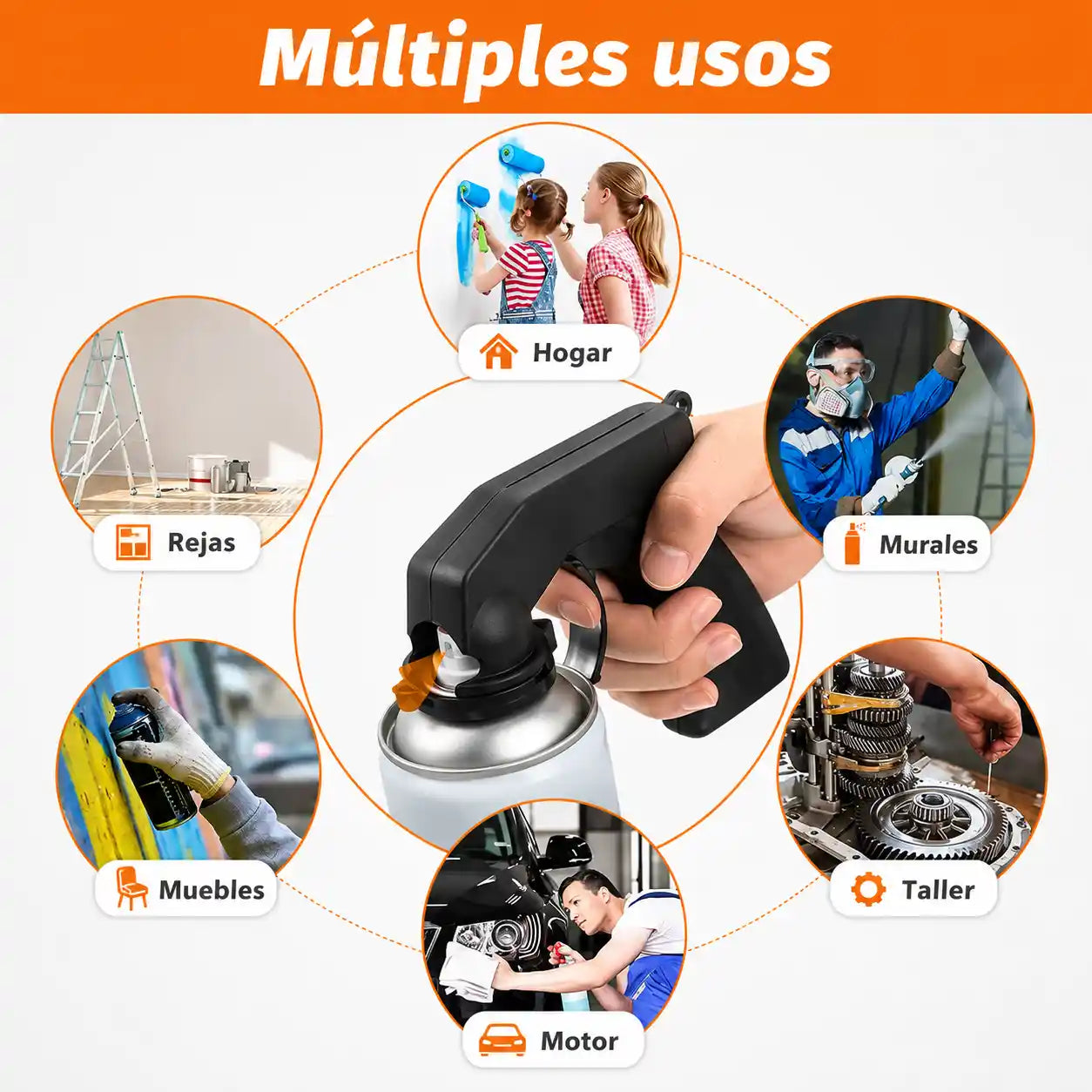 AeroGrip® Pistola pulverizadora de pintura autoaplicable Universal Adaptador tipo gatillo para aerosoles