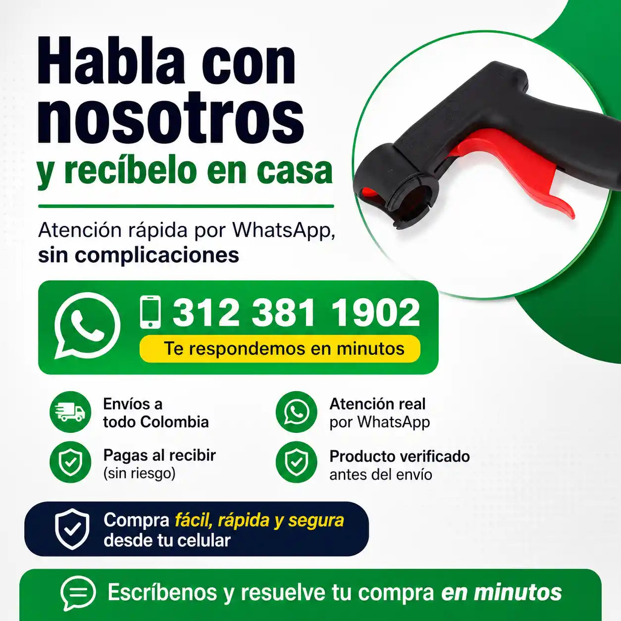 AeroGrip® Pistola pulverizadora de pintura autoaplicable Universal Adaptador tipo gatillo para aerosoles