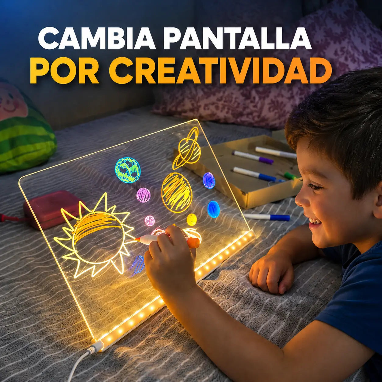 NEONIX®  Pizarra de dibujo LED luminosa para niños