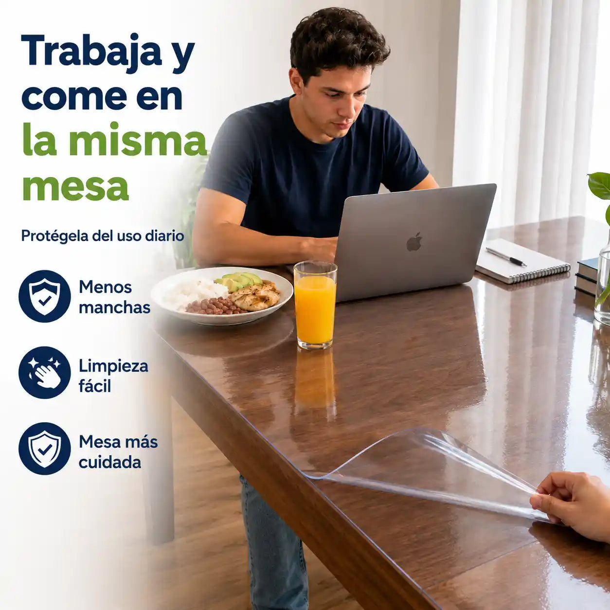 ProtecClear® Mantel Transparente Proteccion Invisible para mesas y Encimeras, Protección impermeable contra manchas y arañazos para cualquier superficie.