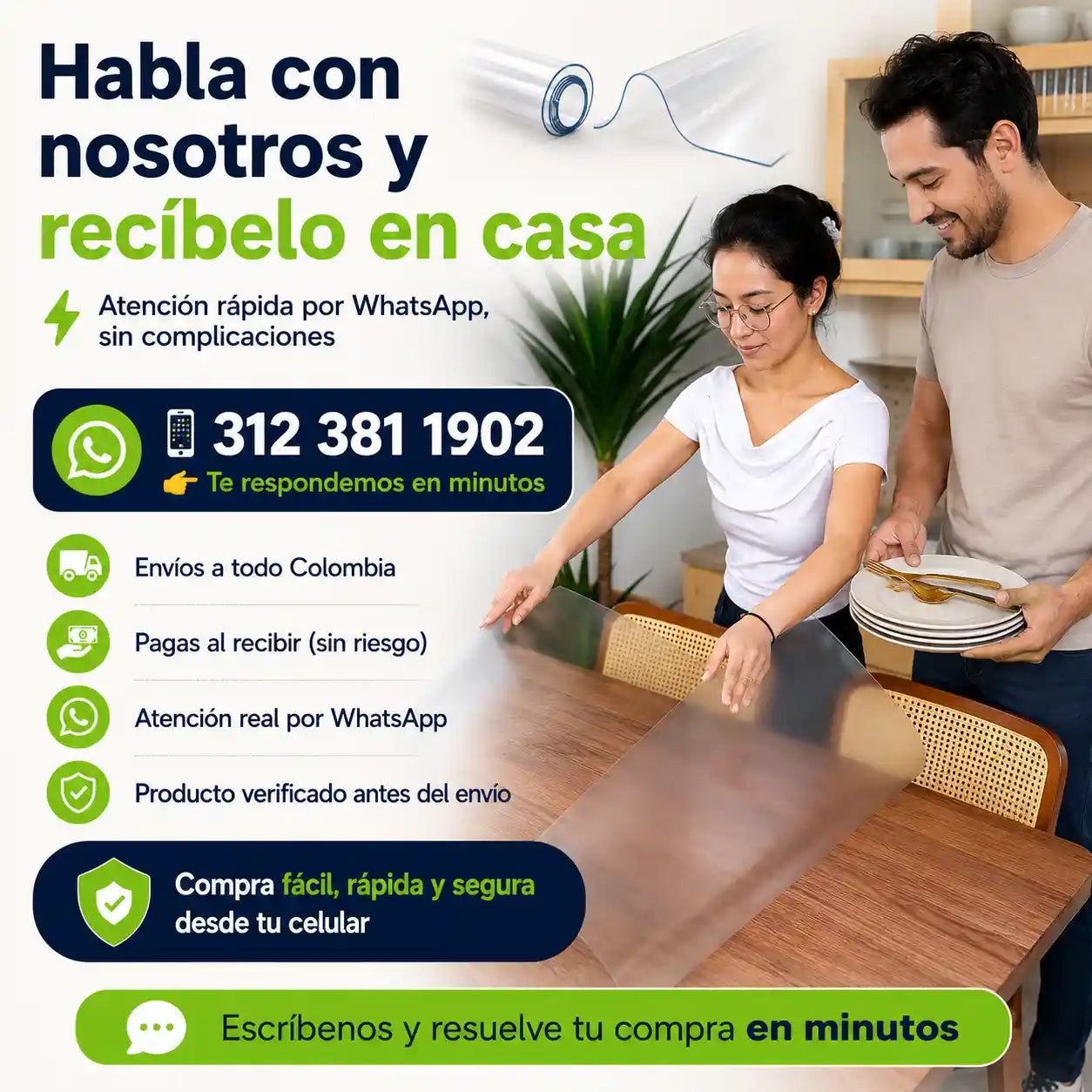ProtecClear® Mantel Transparente Proteccion Invisible para mesas y Encimeras, Protección impermeable contra manchas y arañazos para cualquier superficie.