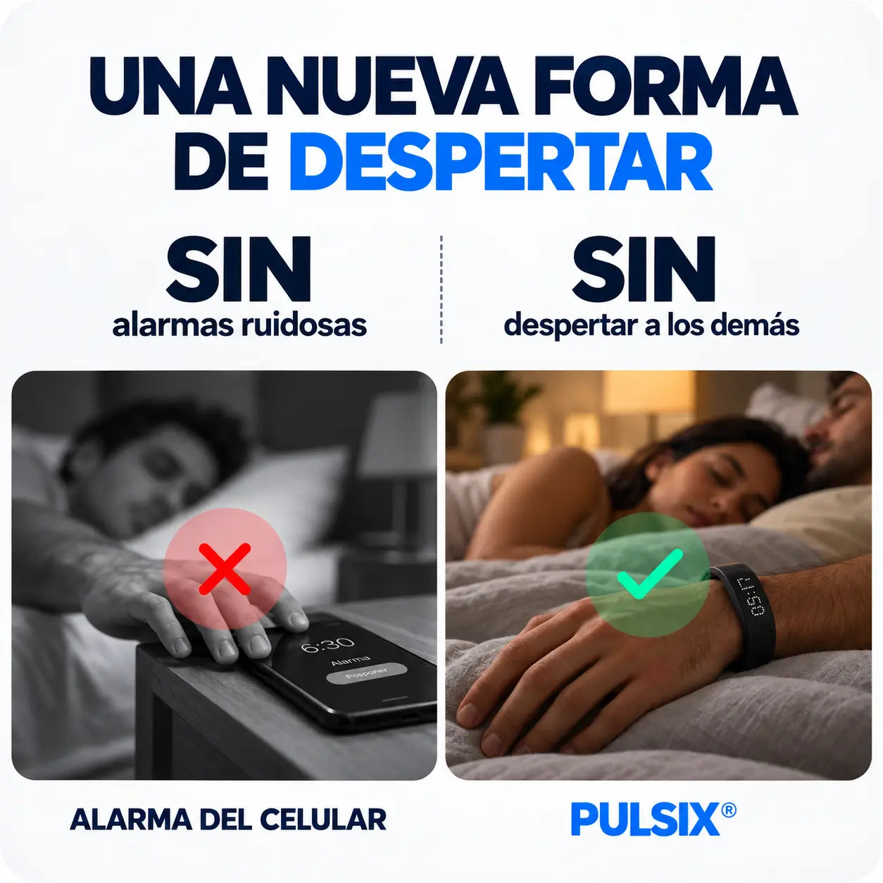 PULSIX® Despertador de Muñeca con Vibración + cargador magnético
