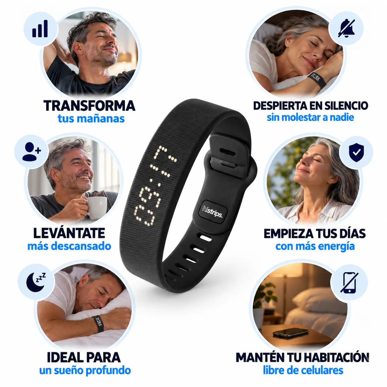 PULSIX® Despertador de Muñeca con Vibración + cargador magnético