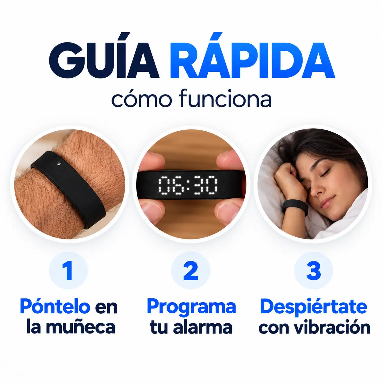 PULSIX® Despertador de Muñeca con Vibración + cargador magnético