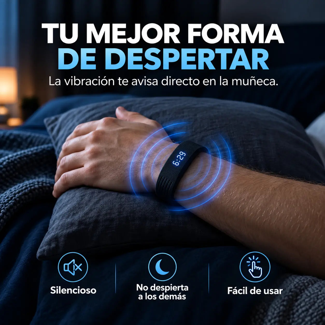 PULSIX® Despertador de Muñeca con Vibración + cargador magnético