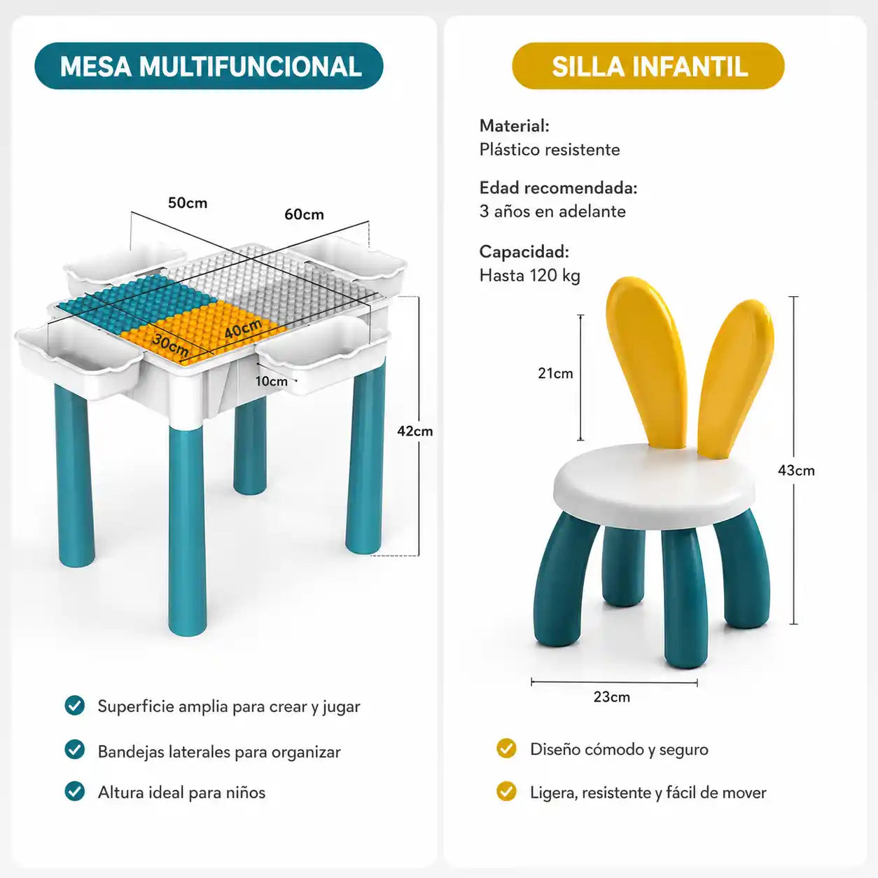 LegoMesa® Mesa Didactica Bloques Construccion