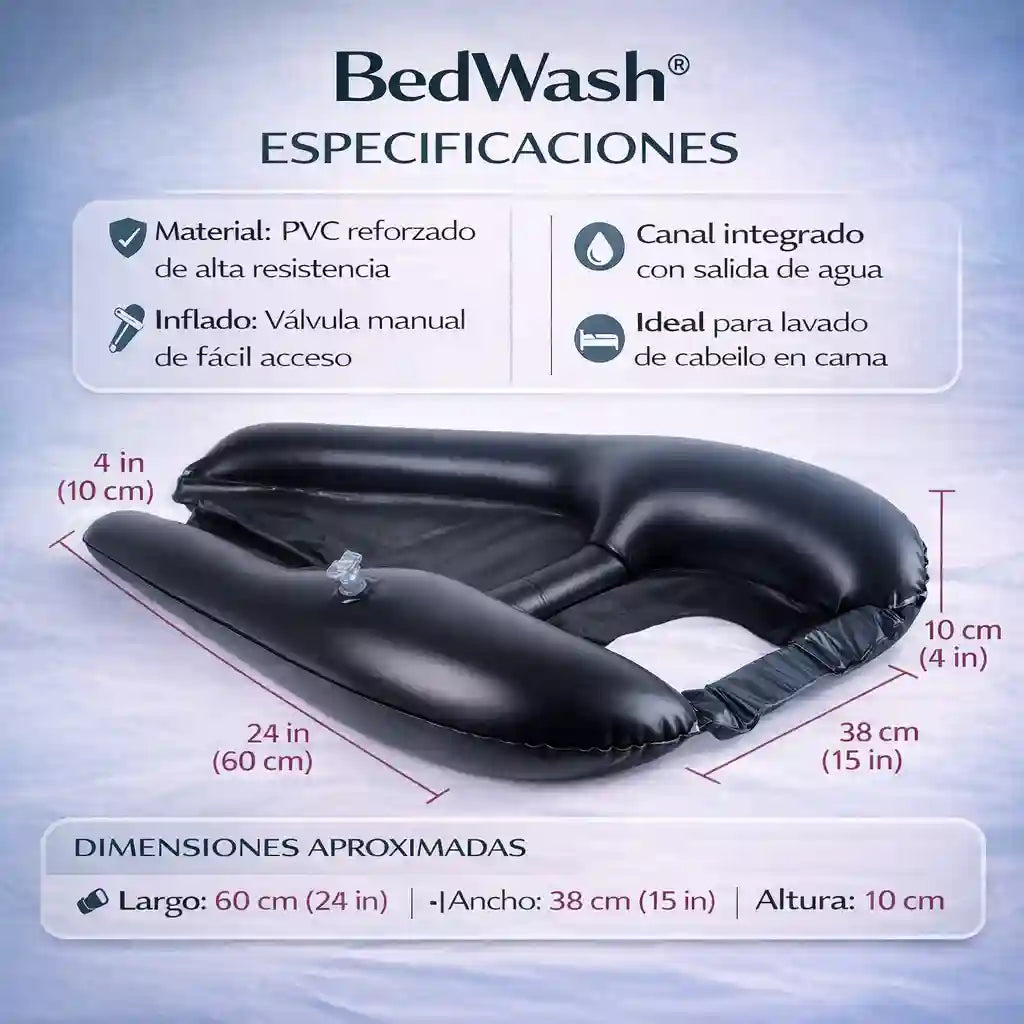 BedWash® Lavabo inflable para lavado de cabello en cama