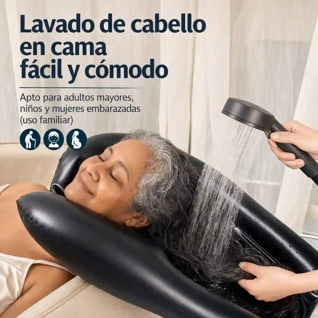 BedWash® Lavabo inflable para lavado de cabello en cama