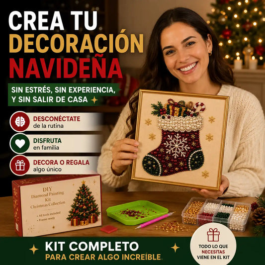 PerlArt® Kit de manualidades navideñas con perlas para crear un cuadro decorativo brillante paso a paso
