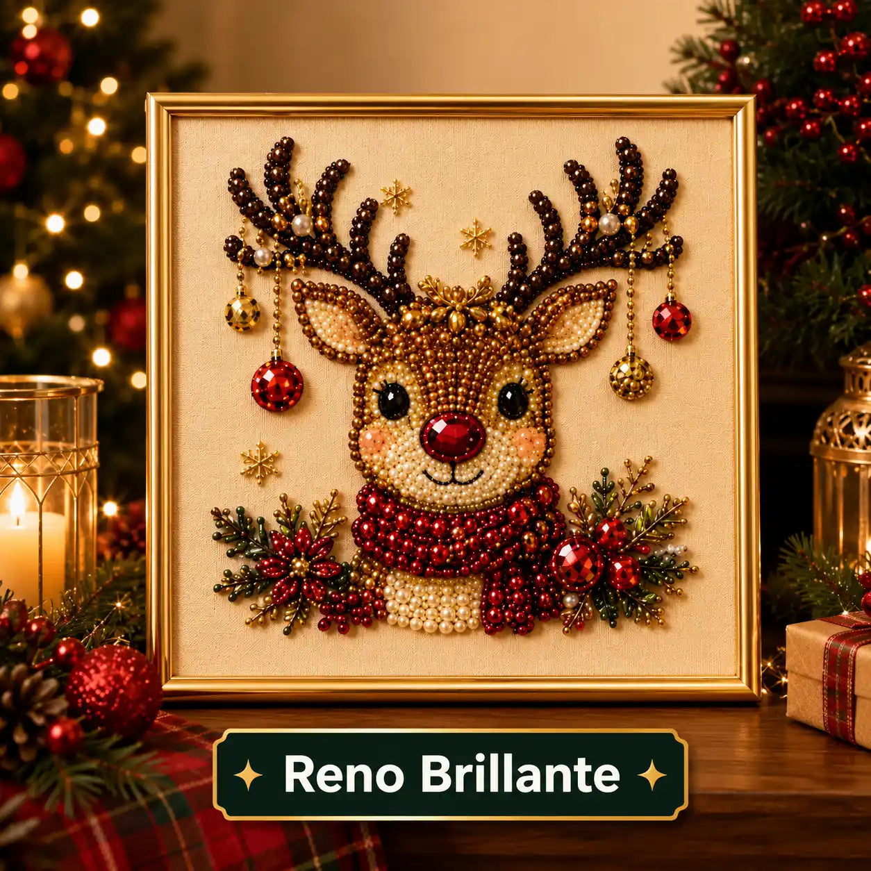 PerlArt® Kit de manualidades navideñas con perlas para crear un cuadro decorativo brillante paso a paso