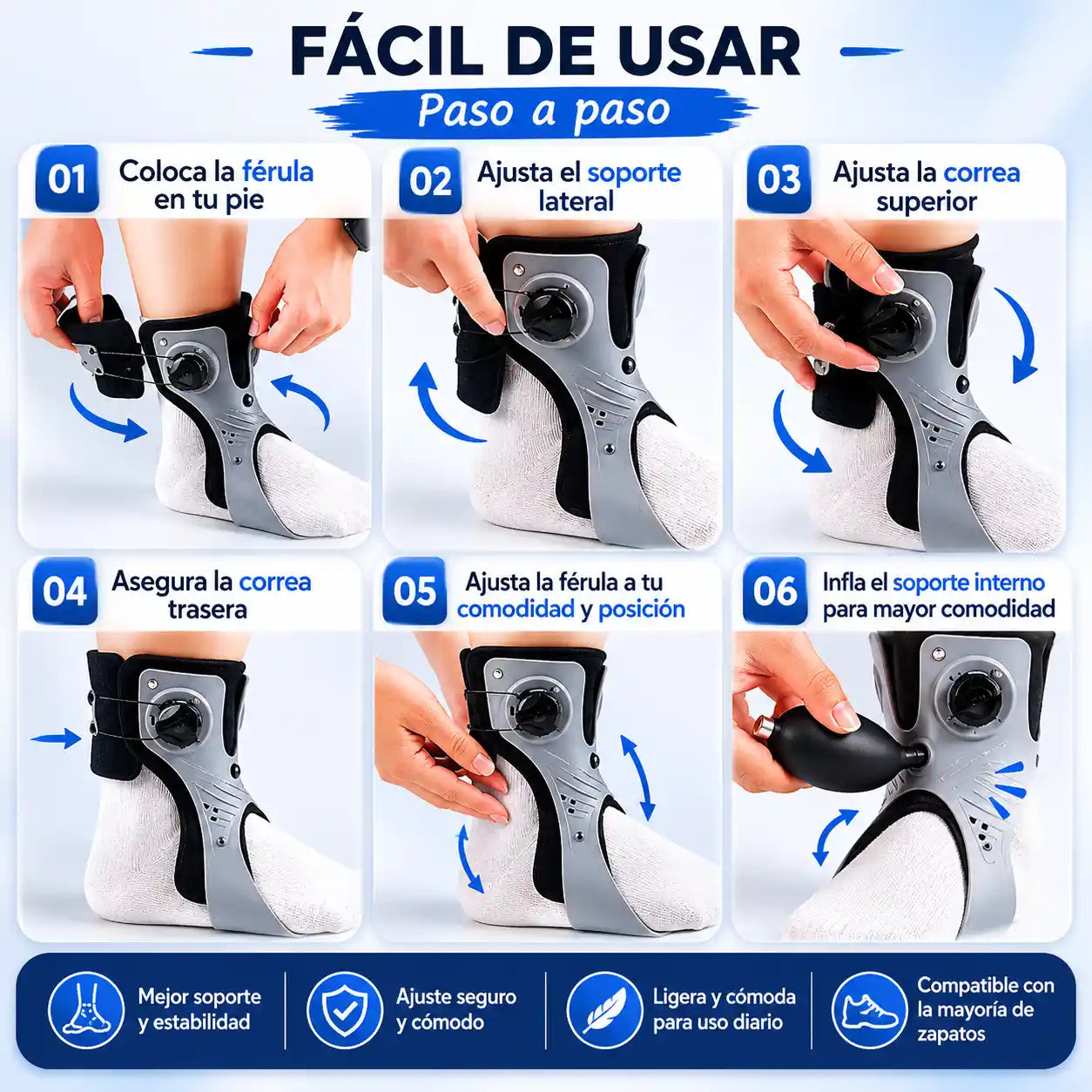 Tobrix® Férula ortopédica de soporte para tobillo y pie
