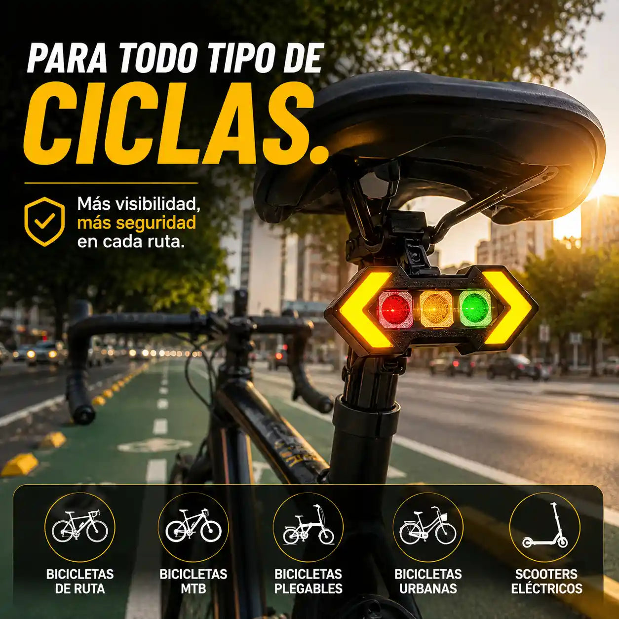 LUMIXER® Luces Direccionales Bicicleta Led Intermitentes 6 modos