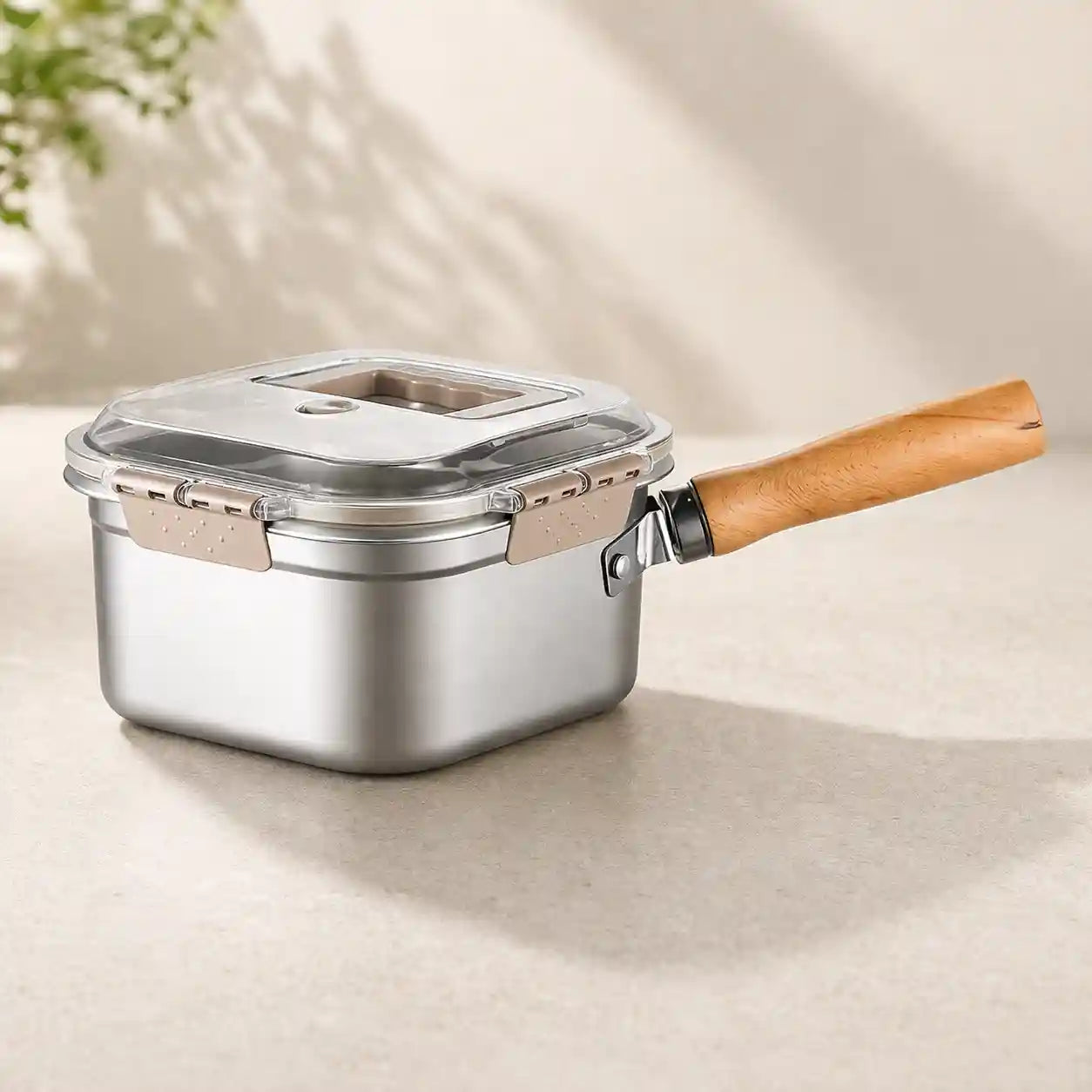 KITCHEF® Olla Cuadrada Acero Con Cesta Y Pinzas 2.5LT