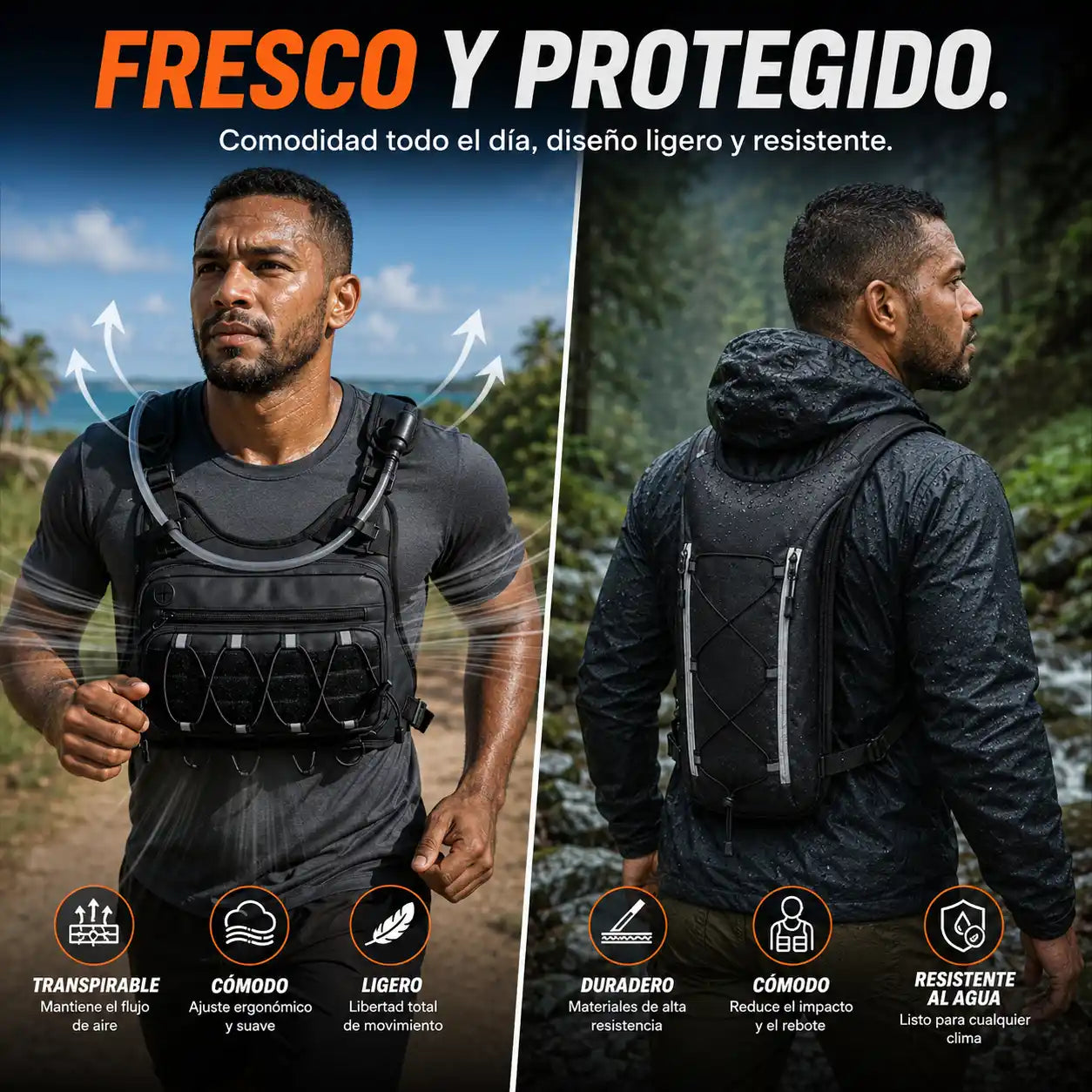 HydraRun® Chaleco de hidratación de 2 litros para correr, pedalear y explorar.