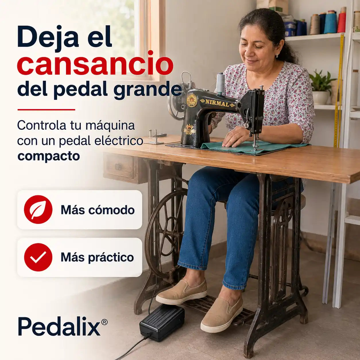 PEDALIX® kit de conversión de máquina de coser a motor eléctrico, reemplaza el accionamiento manual por un sistema eléctrico