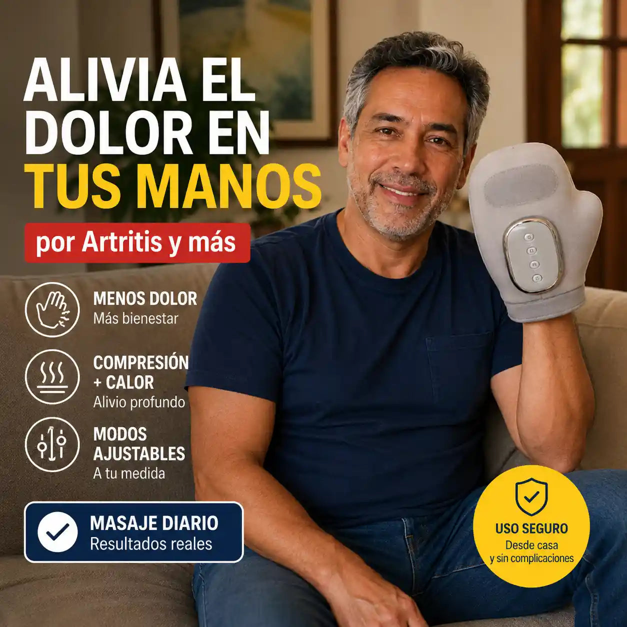 ZEREN® Masajeador de Manos con Compresión de Aire + Calor + Modos Ajustables