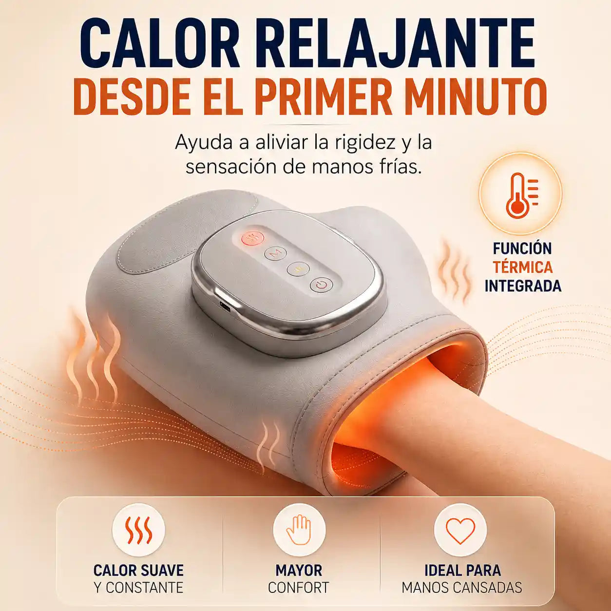 ZEREN® Masajeador de Manos con Compresión de Aire + Calor + Modos Ajustables
