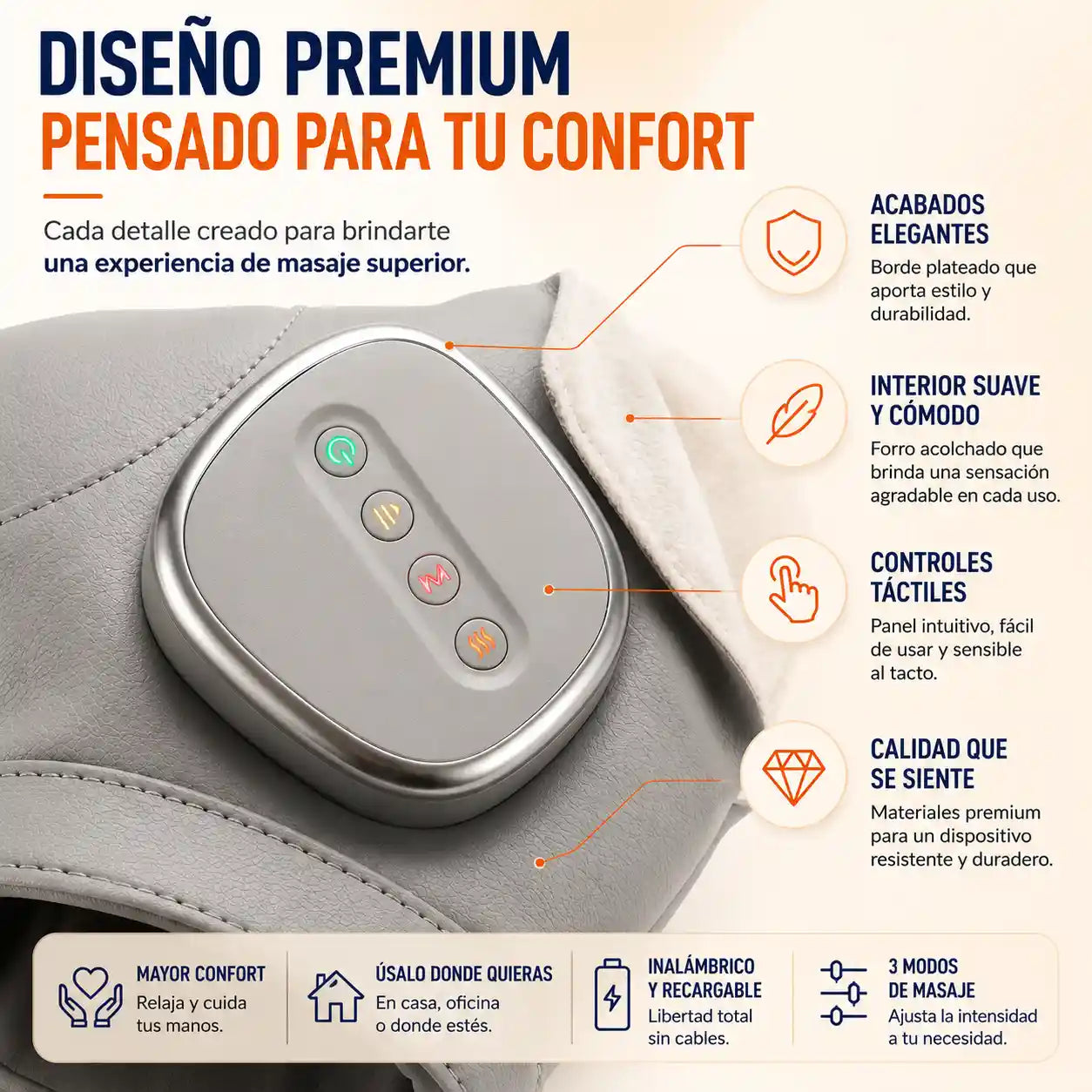 ZEREN® Masajeador de Manos con Compresión de Aire + Calor + Modos Ajustables