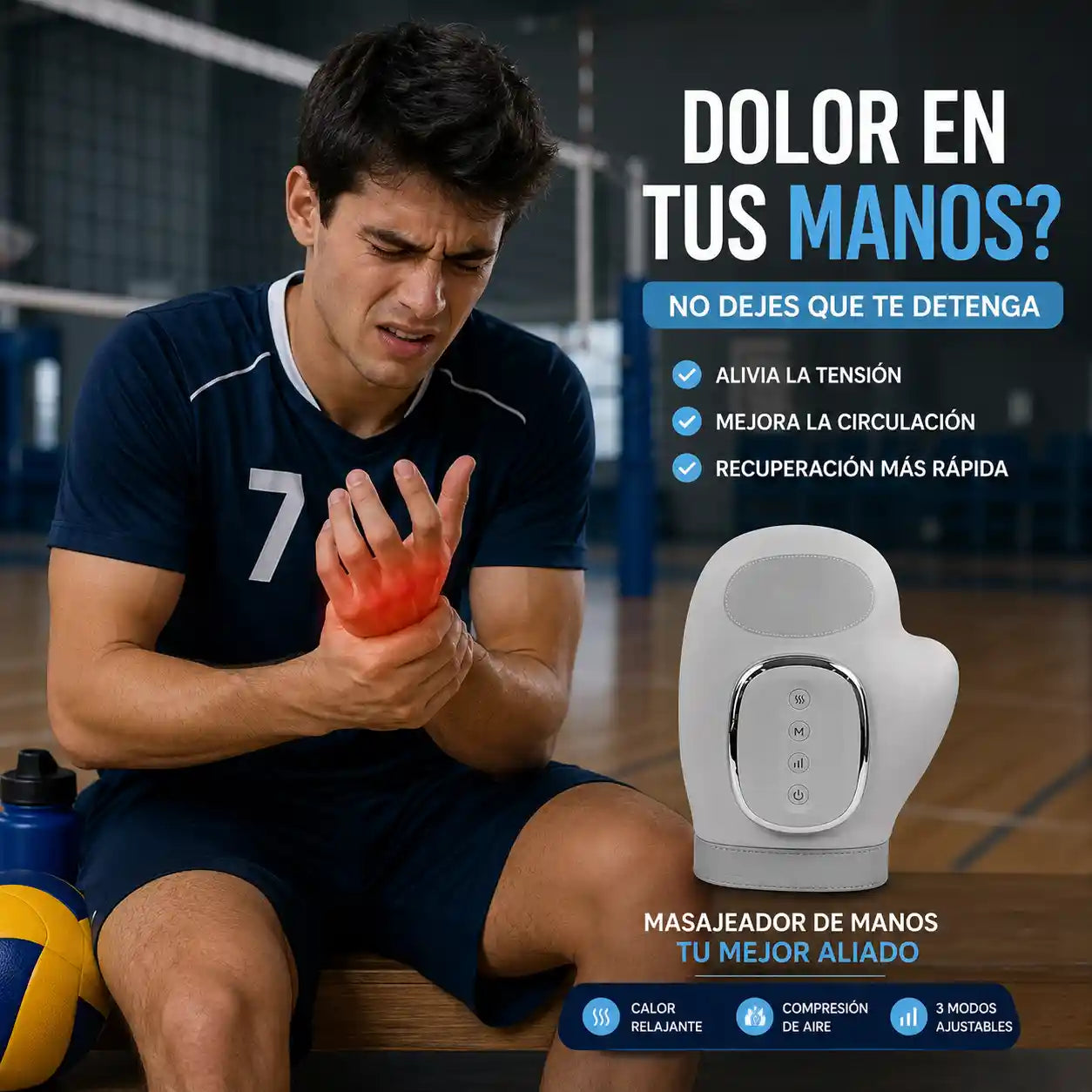 ZEREN® Masajeador de Manos con Compresión de Aire + Calor + Modos Ajustables