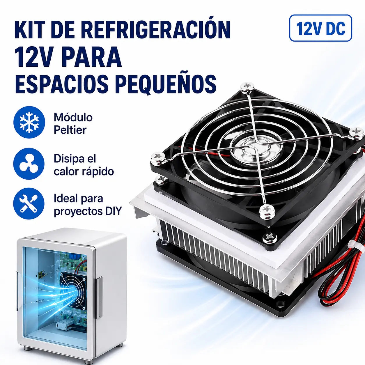 FRIXEN® Refrigerador electrónico de 12V, Kit de chips de refrigeración de semiconductores, herramientas para mini aire acondicionado/refrigerador DIY.