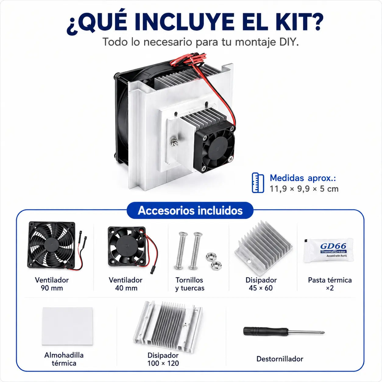 FRIXEN® Refrigerador electrónico de 12V, Kit de chips de refrigeración de semiconductores, herramientas para mini aire acondicionado/refrigerador DIY.