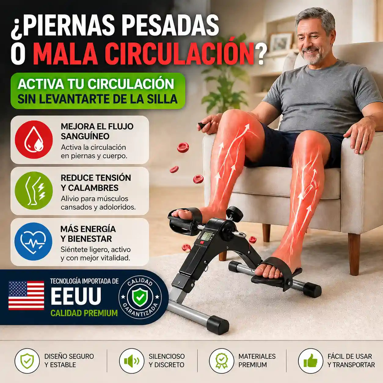 MoviFit®  Pedalera Mini Bici Estatica Mejora la Movilidad Reducida