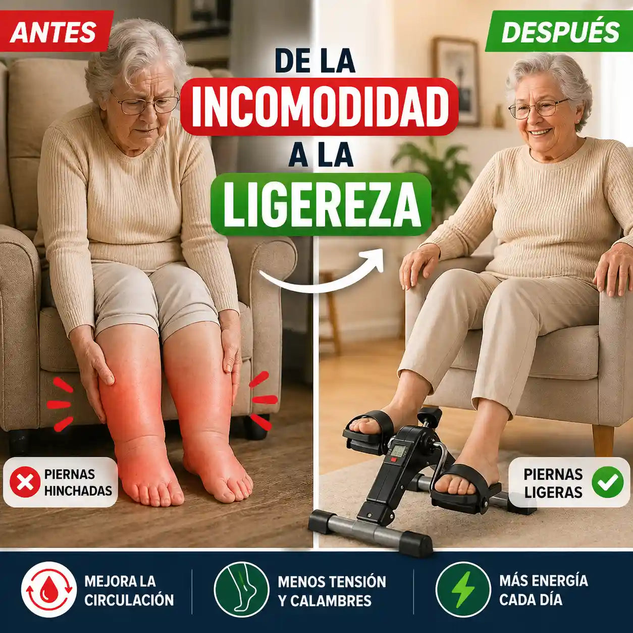 MoviFit®  Pedalera Mini Bici Estatica Mejora la Movilidad Reducida