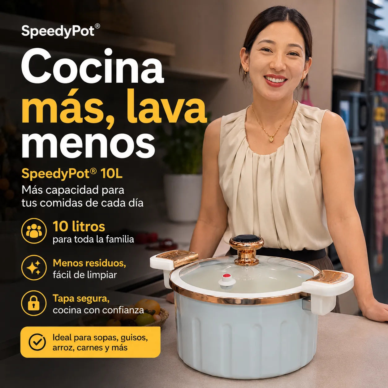SpeedyPot® – Olla de Micropresión Familiar de 10 Litros