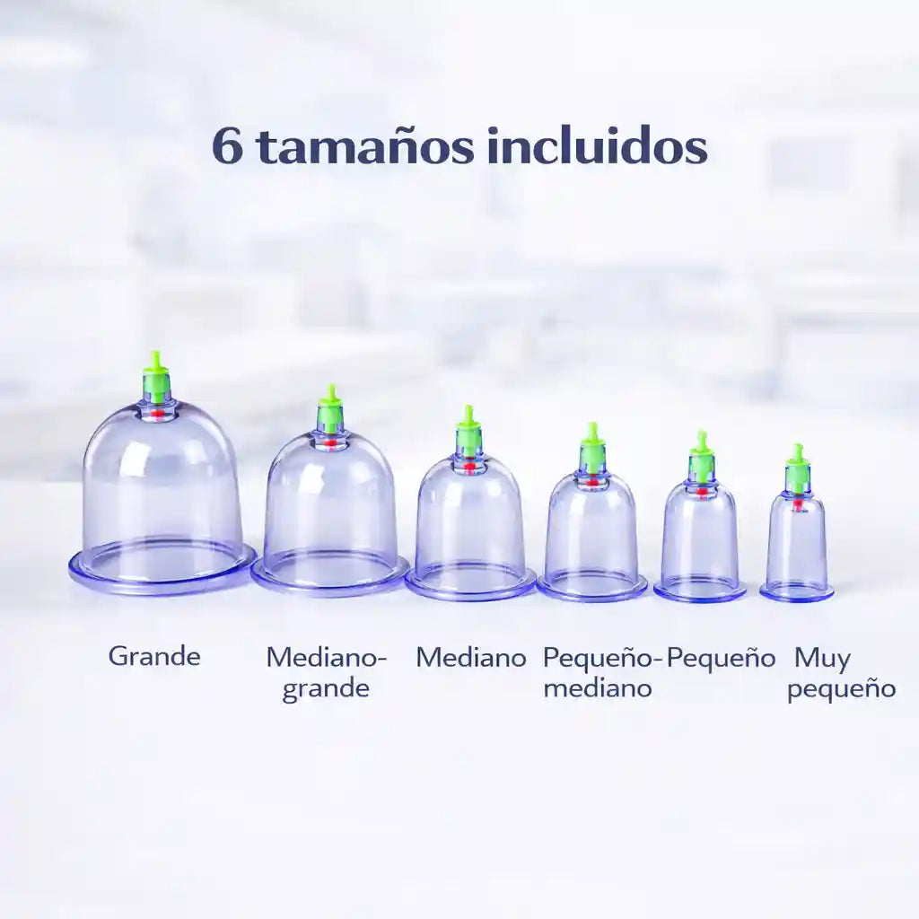 Relaxup® KIT 6Pz Terapia de cupping para aliviar tensiones dolor y circulación Ventoterapia