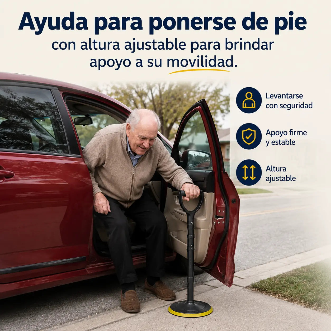 Alzix® – Ayuda para Levantarse con Base Antideslizante y Altura Ajustable 42–52 cm