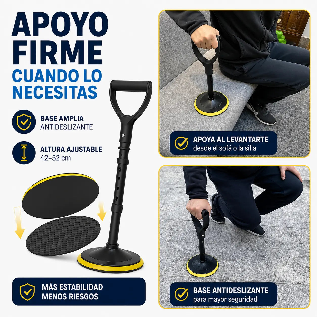 Alzix® – Ayuda para Levantarse con Base Antideslizante y Altura Ajustable 42–52 cm