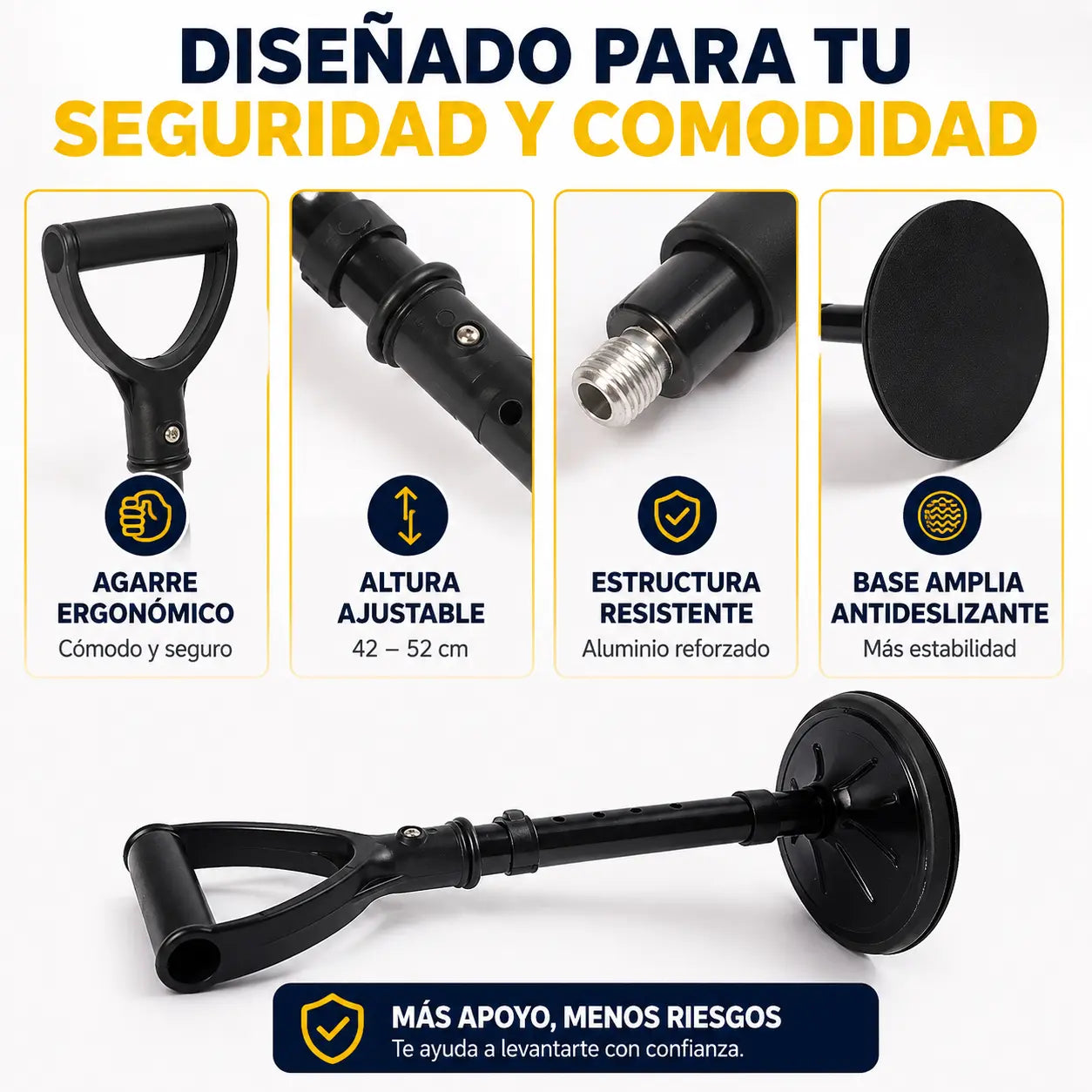 Alzix® – Ayuda para Levantarse con Base Antideslizante y Altura Ajustable 42–52 cm