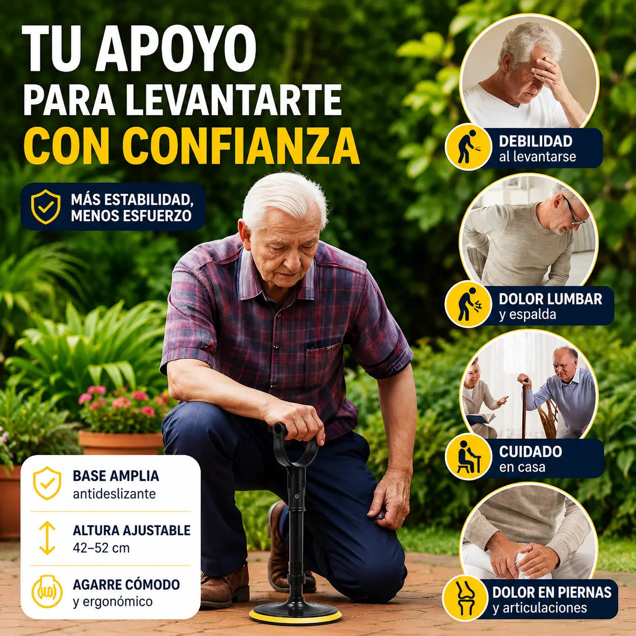 Alzix® – Ayuda para Levantarse con Base Antideslizante y Altura Ajustable 42–52 cm