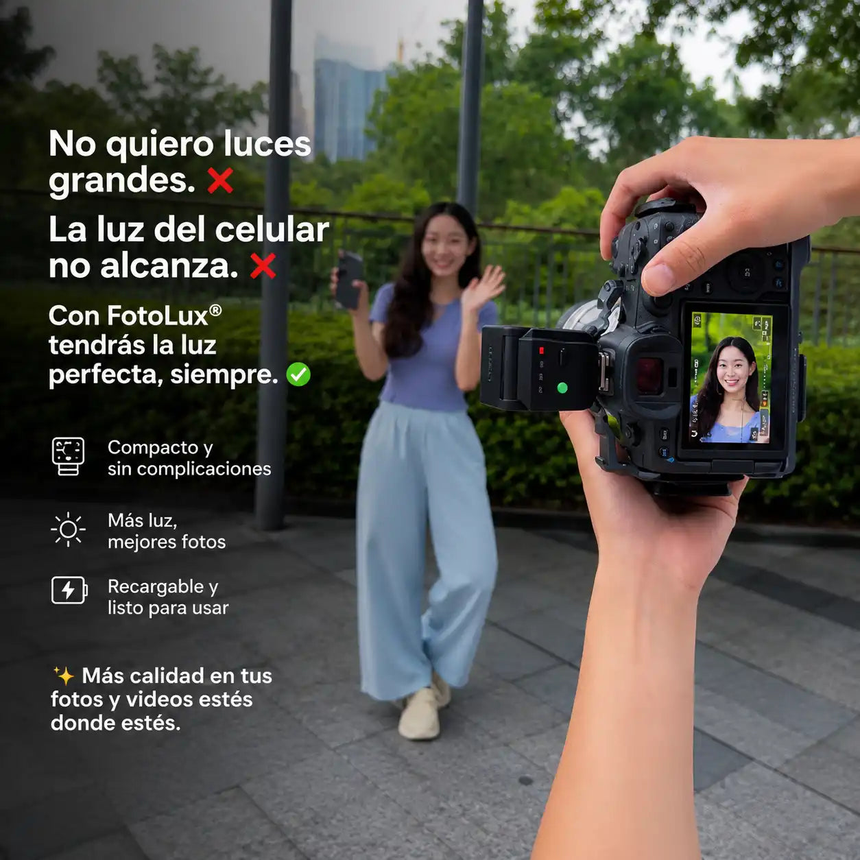 FotoLux® Mini flash para cámara / luz de relleno LED